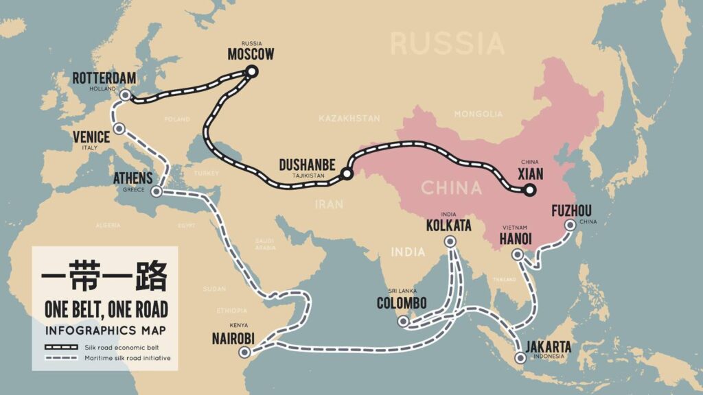 El mapa de esta ambiciosa iniciativa, conocida en inglés como "One Belt, One Road"